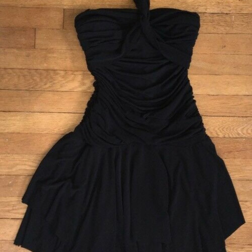 AGB Womens Sleeveless Knee Length Black Cocktail Stretch Dress Petite Sz 8 PM
